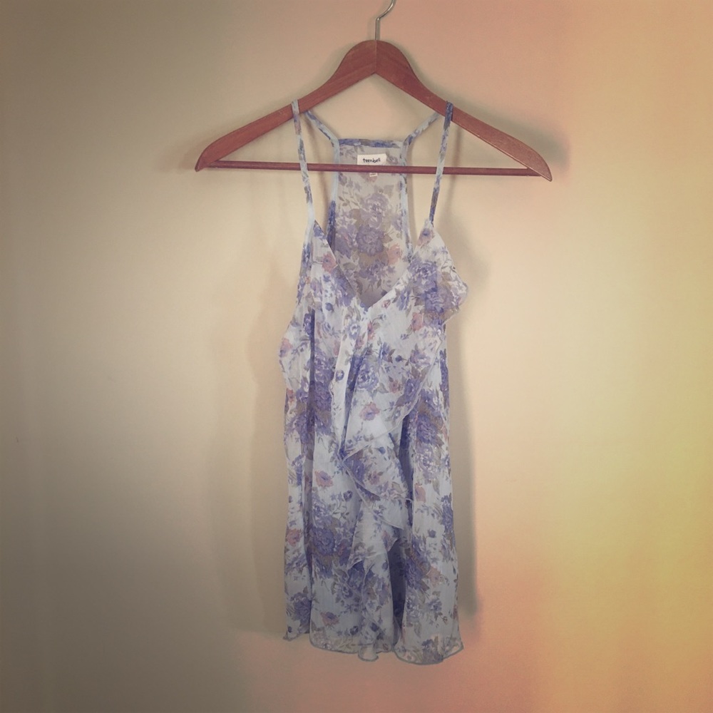 Tee bell sheer floral tank top